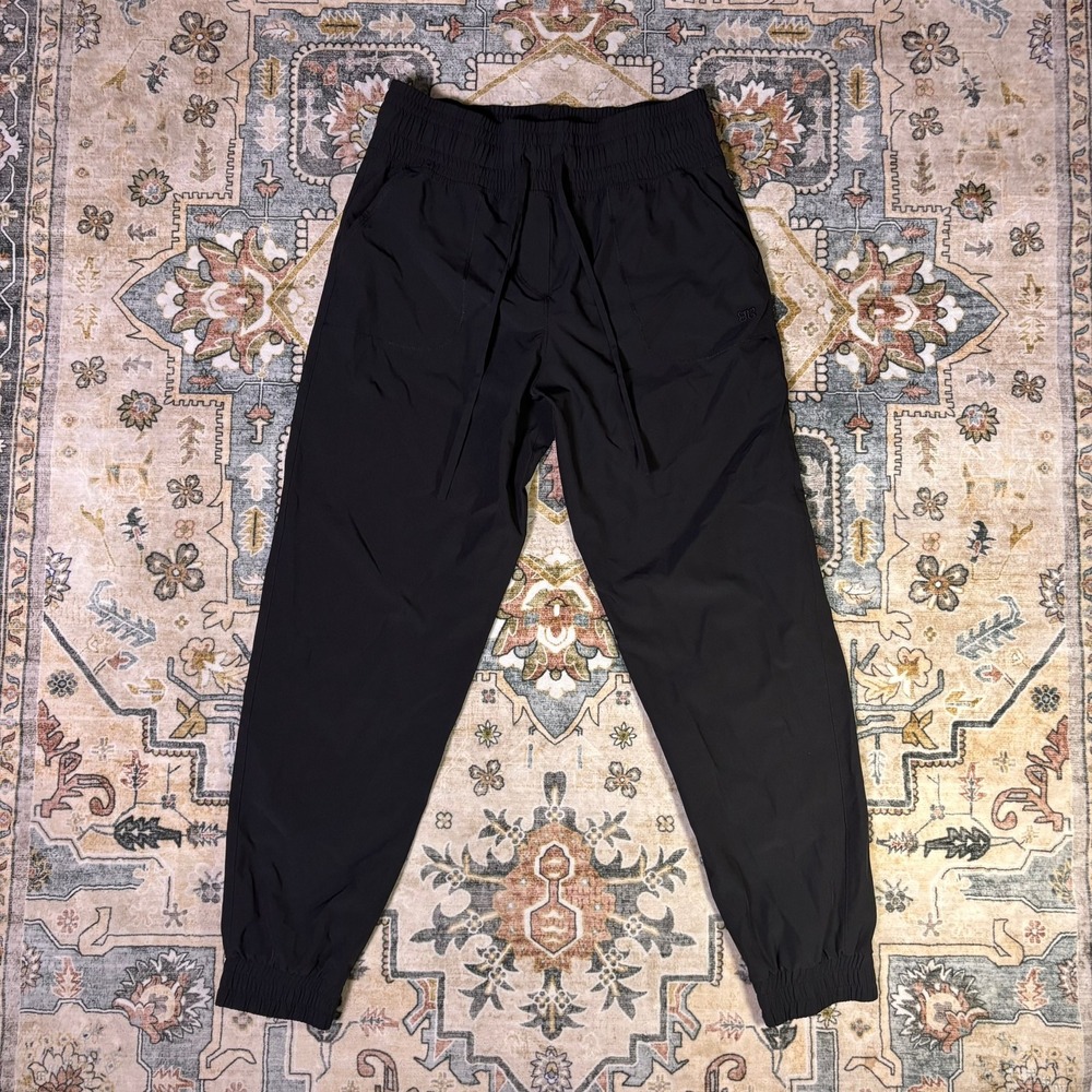 Albion Jetset Jogger Black Smocked Waist Drawstring Pants Athletic Work Sz Small